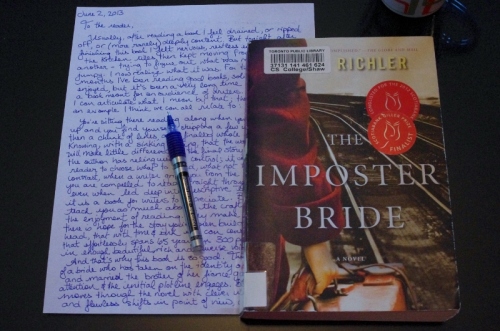 The Imposter Bride by Nancy Richler - a book for writers.